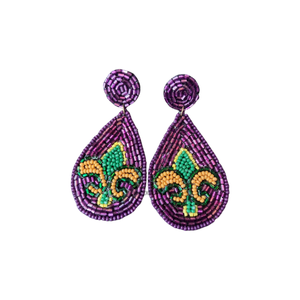 ต่างหูห่วงลูกปัดของมาร์ดิกราส์เครื่องประดับแฟชั่นชุบทองและเงินคุณภาพสูงสำหรับงานปาร์ตี้และงานเทศกาลขายส่ง - Product Image 1