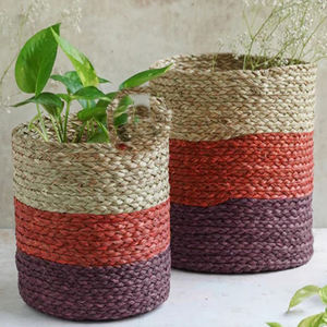 Juego de 2 Cestas Decorativas de Ratán de Doble Color, Acabado Decorativo para el Hogar, Venta al por Mayor, Personalizadas - Product Image 5