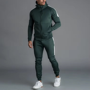 Chándal elástico de fabricante OEM con logotipo personalizado, ropa de calle de poliéster para entrenamiento tecnológico, chándal deportivo con cremallera - Product Image 3