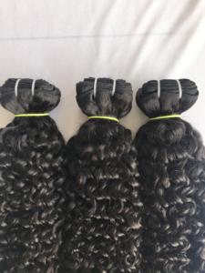 Export Top 100% Cuticle Aligned Indian Virgin 18" Kinky Curly Human Hair Extension Single Donor Machine Double Weft Hair Vendor - Product Image 3