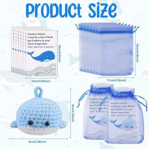 Soldes d'été : Porte-clés pendentif baleine en crochet style dessin animé - Carte baleine sentimentale pour enfants - Product Image 2