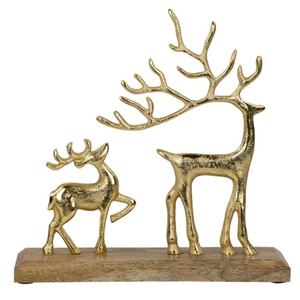 Estatua de ciervo de metal hecha a mano de diseño moderno al por mayor con base de madera de color dorado para la Navidad o cualquier decoración del festival - Product Image 1