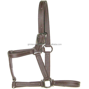 Hecho EN LA India, suministro al por mayor, productos de sillín de caballo, cabestro de caballo de cuero genuino marrón con hebilla y anillos de latón ajustables - Product Image 3
