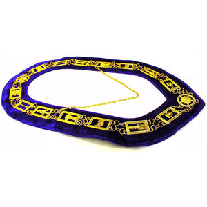 OES Custom Made High Quality <b>Velvet</b> Fabric Chain Collar <b>Purple</b> Backing Masonic Officer Jewel Order Star Collar - Product Image 2