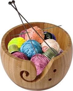 Premium Handcrafted <b>Wood</b> Yarn Storage Bowl for Knitters Handcrafted Eco-Friendly Yarn Storage Wooden Bowl From India - Product Image 3