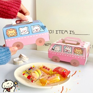Bonbons mignons en forme de bus et petite boîte cadeau-11.5x7x6cm Emballage de friandises pour fêtes et événements (rose) - Product Image 3