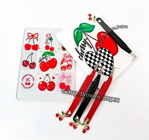 Nouveau Style Rouge & Noir Poudre Revêtement Extension De Cils Pince À Épiler Cherry Charms Avec Acrylique Cerise Personnalisé Lash Tile Disponible - Product Image 4