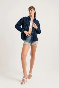 Chaqueta vaquera para mujer, informal, cálida, holgada, para invierno, venta al por mayor y personalizada, chaqueta vaquera - Product Image 3