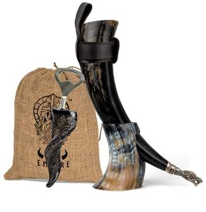 Handcrafted Festive Viking Drinking Horn Ceramic Cup for Mead and Ale for <b>Christmas</b> Feasts and Holiday Cheers - Product Image 2