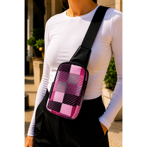 Bolso Bandolera con Cremallera y Estampado Rosa Claro, Accesorio de Moda - Product Image 1