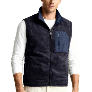 <b>Men</b> <b>Vest</b> Jacket Utility Multi Pocket Cotton Polyester Canvas <b>Vest</b> with inner <b>fleece</b> Breathable High Quantity OEM Sleeveless - Product Image 3
