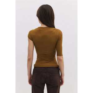 Camiseta Casual para Mujer, Suave al Tacto, con Accesorio Metálico, Transpirable, de Algodón, Talla Única XS XXS, Corta, Holgada - Product Image 5