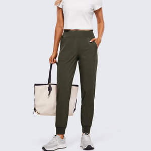 Pantalon décontracté sur mesure pour femme, style urbain, service OEM, tendance, confortable, taille élastique, devant plat - Product Image 2