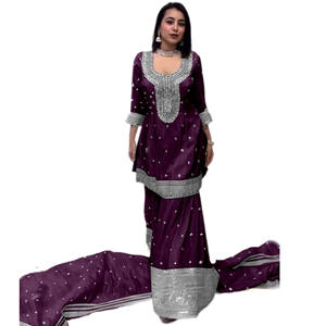 Chinnon Nouvelle Collection À La Mode Entièrement Cousu Prêt À Porter Indien Pakistanais Vêtements Lourd Broderie Soie Top-Plazo Dupatta - Product Image 1