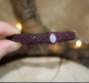 Collier ras du cou micro macramé pierre de lune bordeaux Pendentif tour de cou Labradorite, collier de perles pierre de lune - Product Image 2