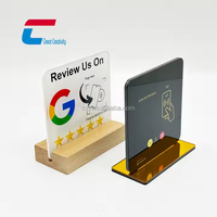 Acrílico transparente NFC Review Google rating tap Card NFC QR code stand menu