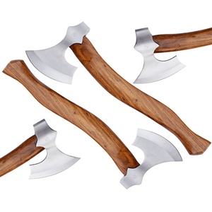 อุปกรณ์ตั้งแคมป์กลางแจ้งขวานเหล็กพร้อมด้ามจับไม้และปลอกหนังเครื่องมือสำหรับการตั้งแคมป์งานตามสั่ง - Product Image 4