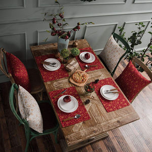 Serviette de noël faite à la main assiette tapis rouge coton or brodé avion conception maison décorative réutilisable tissu Durable - Product Image 2
