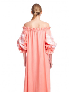 Venta caliente estilo europeo inspirado en Ucrania fuera del hombro largo Maxi 100% algodón hasta el suelo nueva colección detalle bordado - Product Image 2