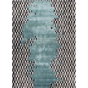 Tapis rectangulaires classiques en laine et viscose tuftés à la main Adrift Blue, technique Jacquard 10 mm pour la maison, le salon, le couloir - Tra-15188 - Product Image 1