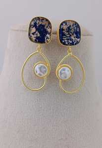 Boucles d'oreilles Aqua Pearl en laiton lourd de style baroque, design personnalisable, produit en vrac - Product Image 4