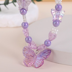 Ensemble de bijoux de princesse pour enfants de style nouveau pour filles, bracelet, collier, bague, boucles d'oreilles en perles de papillon de dessin animé, ensemble d'accessoires de 5 pièces - Product Image 5