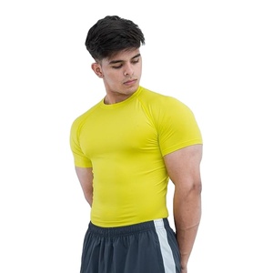 <b>Men</b> Performance Compression T Shirt Polyester Spandex Slim Fit <b>Stretch</b> Gym Workout Quick Dry Breathable Knitted Sports Wear OEM - Product Image 3