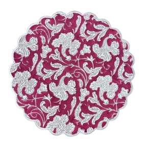 Manteles individuales de tela de algodón con estampado de bloque de mano Floral indio blanco ciruela oscura clásicos para boda decoración del hogar eventos de jardín al aire libre - Product Image 1