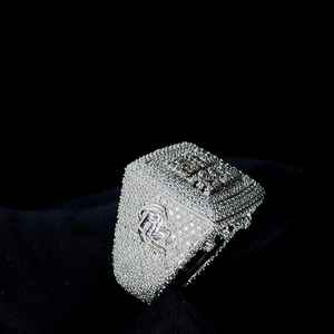 10.00Ct corte redondo plateado Ice Out VVS estilo Hip Hop Pave Setting Moissanite aniversario anillo hombres 925 plata esterlina - Product Image 6