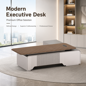 Scrivania Direzionale Moderna a L con Mobile Laterale, Postazione di Lavoro ad Angolo, Tavolo in MDF con Gestione Cavi, 2m-2.6m - Product Image 1