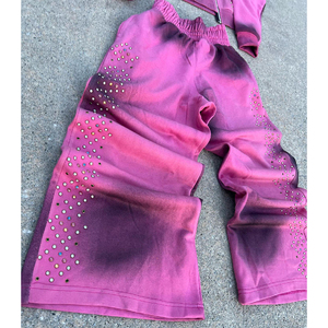 Survêtement Hip Hop Streetwear pour Homme Personnalisé, Délavé au Soleil, avec Strass et Trois Fermetures Éclair, Best-seller - Product Image 3