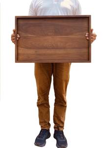 Vaisselle décorative rectangulaire en bois massif véritable naturel, plateau de service à fruits, plateau de service à café, plateau de service à café - Product Image 4