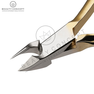 Stainless Steel Luxury Nail Clipper Wide Jaw Opening Customized Made <b>Half</b> Golden Color Non <b>Slip</b> Handle Cuticle Nail Nipper - Product Image 5