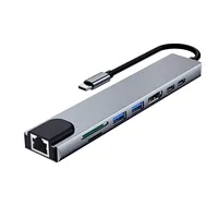 Hub USB 3.0 USB-C en alliage d'aluminium gris sidéral, adaptateur multiport 5-en-1 10-en-1, station d'accueil pour USB 2.0, sans prise requise, en stock