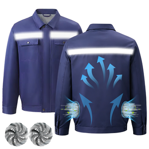 Summer <b>Cooling</b> Fan <b>Jacket</b> with Stand Collar High Power Fan 10000mAh Battery Breathable & Eco-Friendly Unisex Outdoor Workwear - Product Image 1