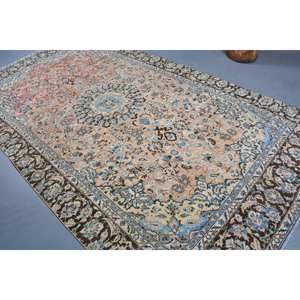 Nouveau 6.4 X 11.5ft Classique Brun Bleu Patchwork Turc Tapis Viscose Laine Rectangulaire Salon Tapis pour Entrée Couloir Latex - Product Image 4