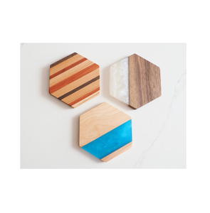 Dessous de verre en bois et en résine bleue de conception unique pour les articles d'ustensiles de cuisine de boisson de thé de café au plus bas coût - Product Image 5