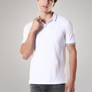 Tissu tricoté 100 % coton biologique pour polos homme, anti-plis, résistant aux taches, coupe courte, motif uni brodé - Product Image 1