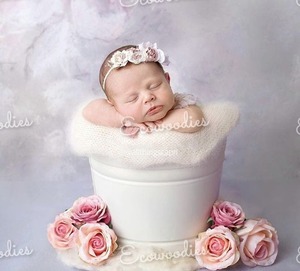 Charmant mignon bébé nouveau-né photographie bambou seau accessoires naturel bois massif photographie accessoires pour nouveau-né bébé - Product Image 1