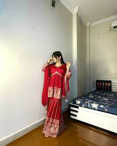 Dernier Designer Faux Georgette Broderie Séquence Travail Sharara Costume Par FabZone - Product Image 3