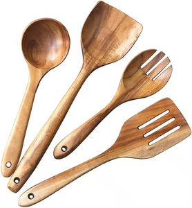 Ustensiles de cuisine en bois fourchette à spatule faite à la main outils de cuisson non collants ensemble de cuillères de cuisson en bois durables par glowin fashion - Product Image 2