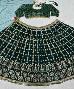 Magnifique fausse Georgette lourde Lehenga Choli pour femme avec travail de séquence de broderie et taille Dupatta XL pour la fête de mariage ApparelGarment - Product Image 4