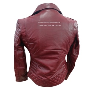Chaqueta de cuero de Invierno para mujer de motorista Esprit en cuello de solapa de piel de oveja real forro de viscosa transpirable cierre de cremallera diseño OEM - Product Image 3