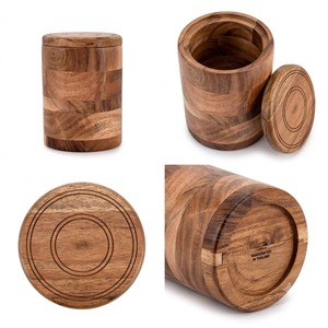 La caja de galletas de madera hecha a mano es un elegante contenedor de almacenamiento diseñado para galletas, dulces, frutas secas y bocadillos. - Product Image 5