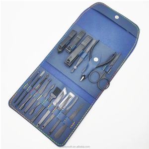 Juego profesional de 16 piezas para manicura y pedicura, cortaúñas de acero inoxidable negro para uso doméstico - Product Image 6