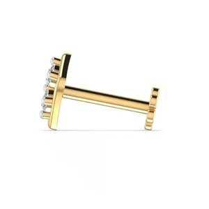 Alfiler de Nariz de diamante Natural de dos piedras para mujer, sólido, 14kt, 18kt, amarillo, blanco, rosa y oro, joyería fina para bodas y regalos - Product Image 4
