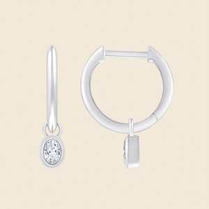 Boucles d'oreilles ovales scintillantes avec diamants ovales cultivés en laboratoire 0,22 carat F+-VS en or massif 14 carats, cadeau d'anniversaire de mariage - Product Image 1