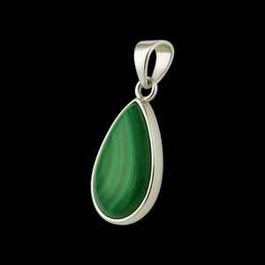 Colgante de malaquita de cabujón de Plata de Ley 925 Unisex, joyería fina con ajuste de bisel de rodio y oro, regalo de cumpleaños perfecto - Product Image 3