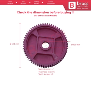 Moteur de lève-vitre électrique BWR5270, engrenage interne pour série 200 240 260, 61 dents - Product Image 5