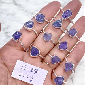 Anneaux en argent sterling avec pierre brute de tanzanite, prix de gros, anneaux en argent 925, bijoux estampés - Product Image 2